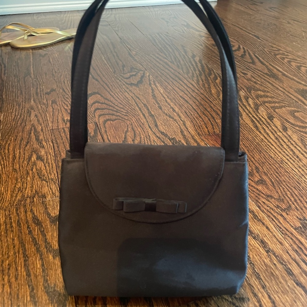 Black satin evening bag